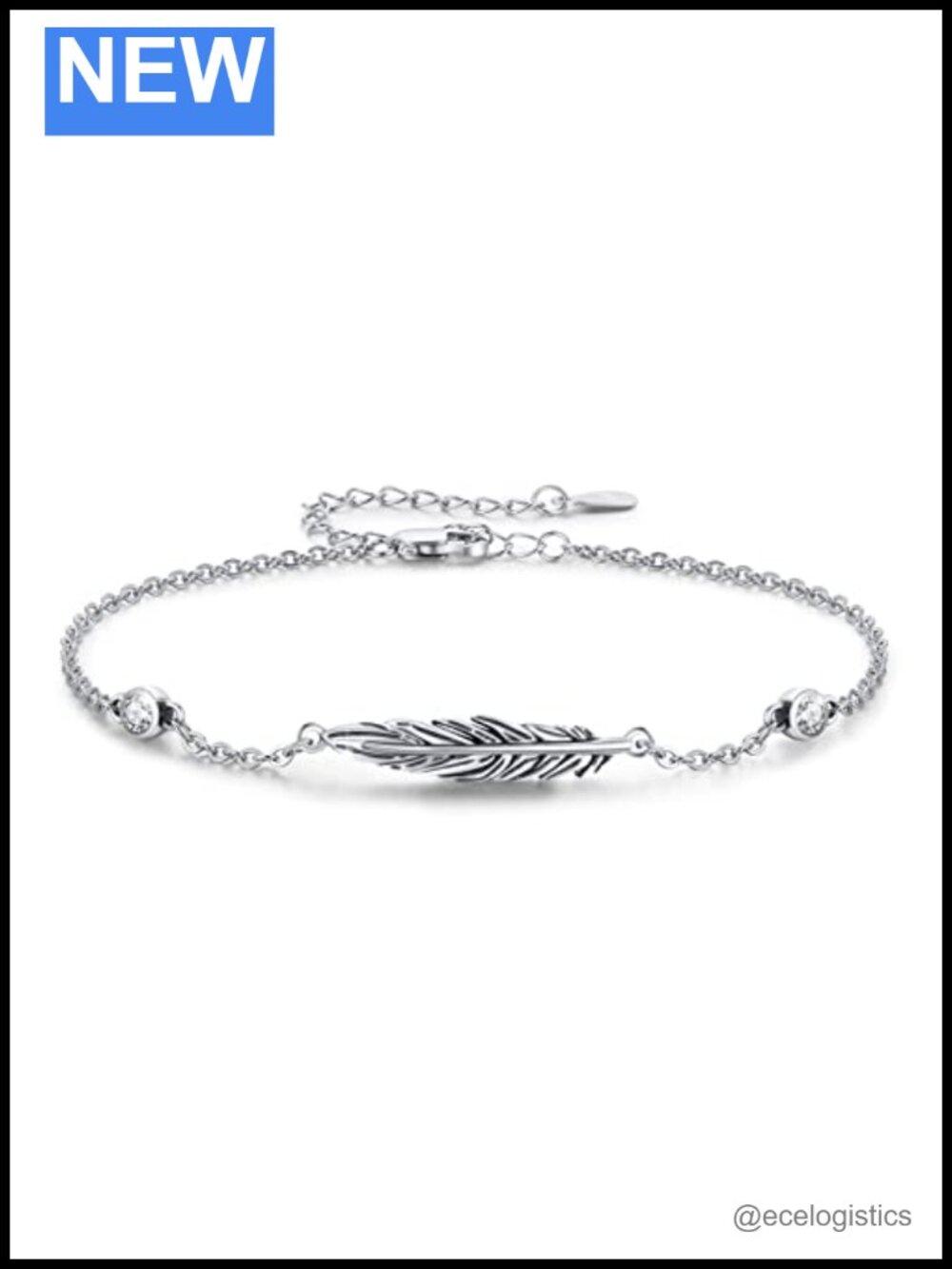 Sterling Silver Feather Bracelet Angel Wing Charm 925 Silver Adjustable Chain